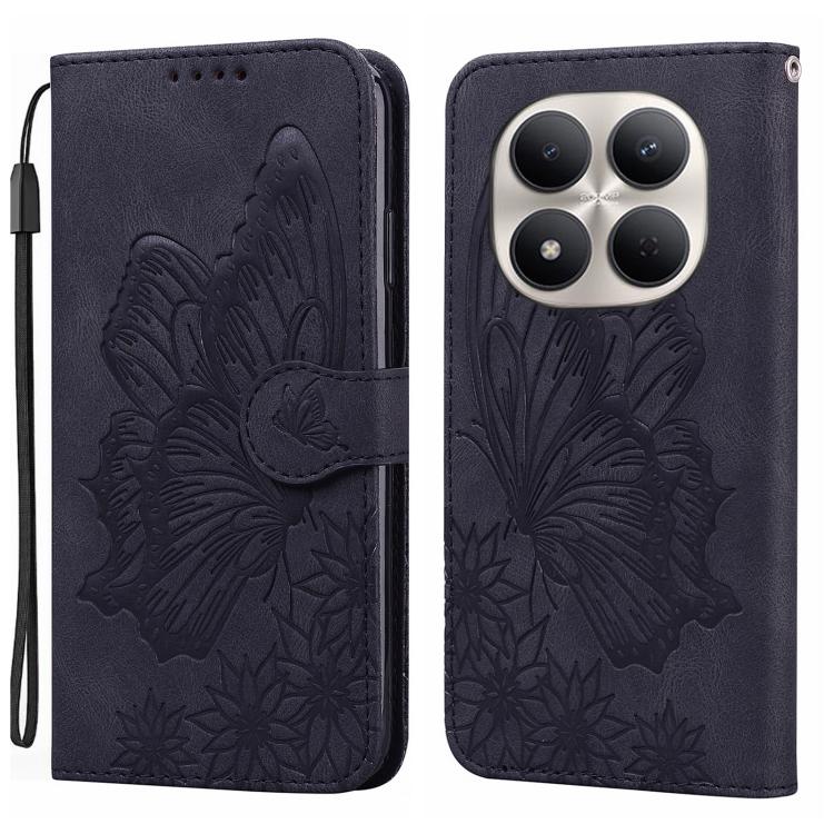 

For Redmi Note 15 Pro+ 5G Global 163.3mm Retro Skin Feel Butterflies Embossing Horizontal Flip Leather Phone Case(Black)