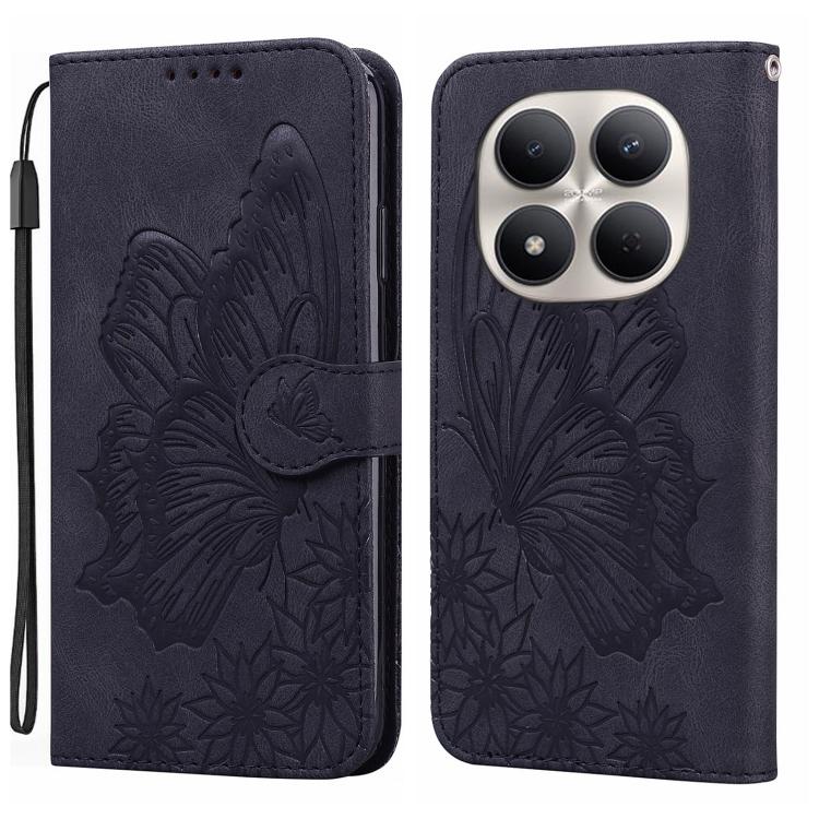 

For Redmi Note 15 Pro 5G Global 163.6mm Retro Skin Feel Butterflies Embossing Horizontal Flip Leather Phone Case(Black)