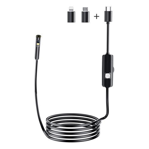 AN112 8mm Double Lenses HD Industry Endoscope Support Mobile Phone Direct Connection, Length:1m Hard Tube 3 9mm endoscope camera tiny lens android endoscope 6 led micro usb type c 3 in 1 waterproof inspection for android pc borescope