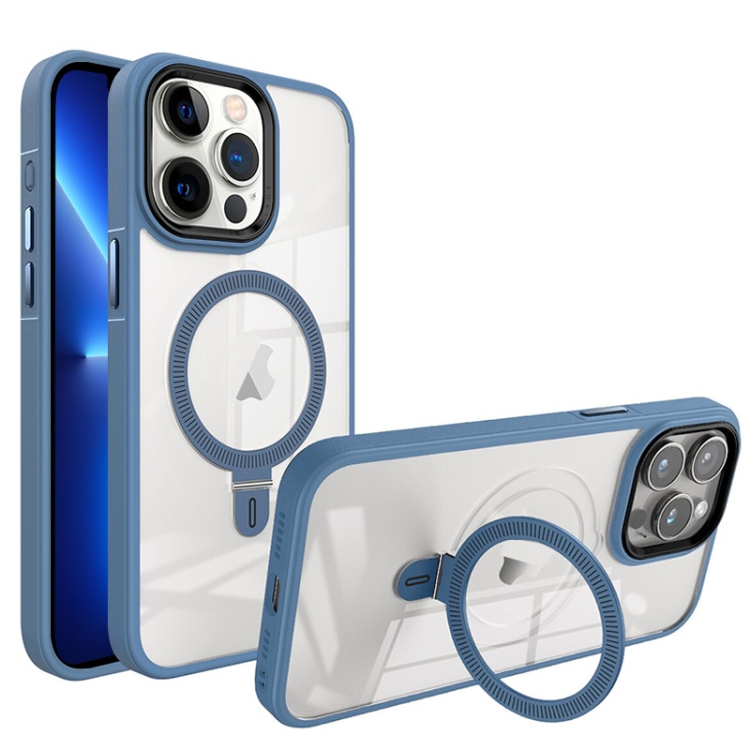

For iPhone 13 Pro Shield Armor MagSafe Holder Phone Case(Blue)
