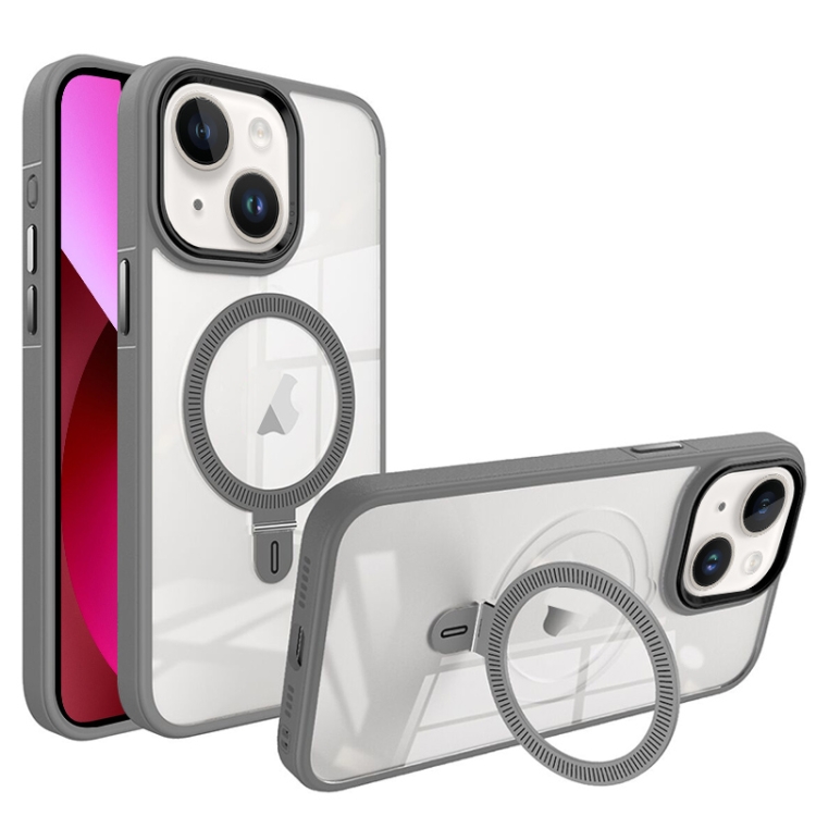 

For iPhone 13 Shield Armor MagSafe Holder Phone Case(Grey)