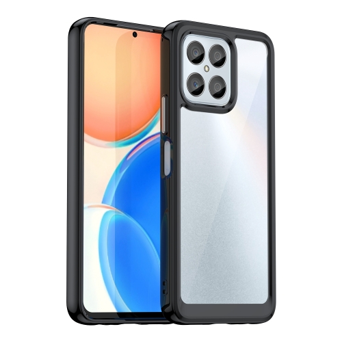 

For Honor X6 5G Colorful Series Acrylic Hybrid TPU Phone Case(Black)