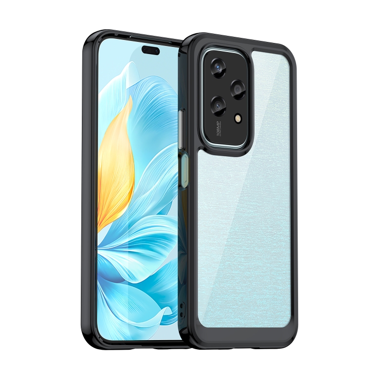 

For Honor 200 Lite 5G Colorful Series Acrylic Hybrid TPU Phone Case(Black)