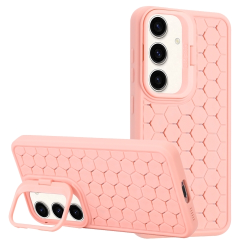 

For Samsung Galaxy S24+ 5G Honeycomb Radiating Lens Holder Magsafe Phone Case(Pink)