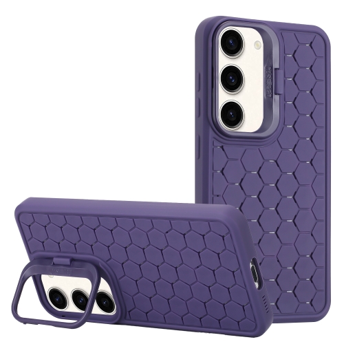 

For Samsung Galaxy S23+ 5G Honeycomb Radiating Lens Holder Magsafe Phone Case(Purple)