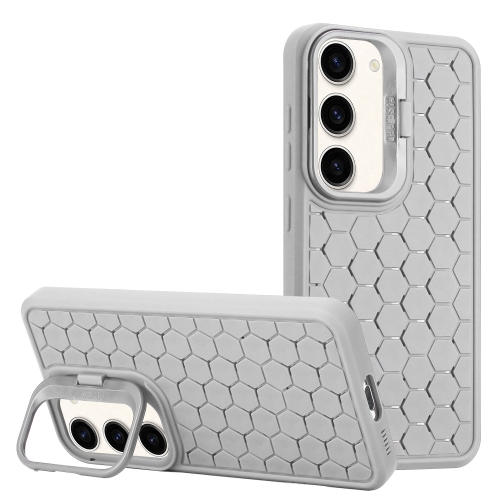 

For Samsung Galaxy S23+ 5G Honeycomb Radiating Lens Holder Magsafe Phone Case(Grey)