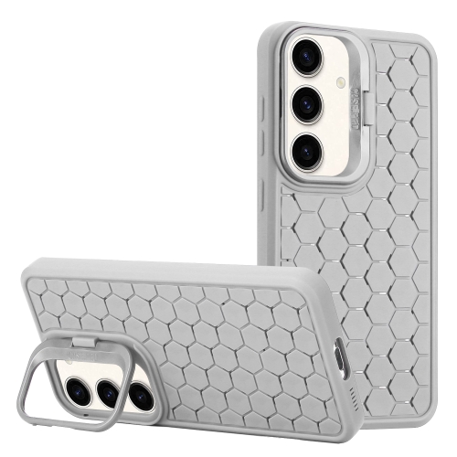 

For Samsung Galaxy S23 FE 5G Honeycomb Radiating Lens Holder Magsafe Phone Case(Grey)