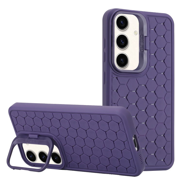 

For Samsung Galaxy A14 5G Honeycomb Radiating Lens Holder Magsafe Phone Case(Purple)