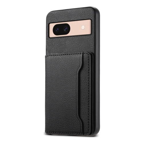 

For Google Pixel 8a Calf Texture Card Bag Design Full Coverage Phone Case(Black)