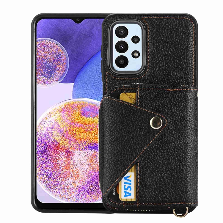 

For Samsung Galaxy A15 Crossbody Zipper Card Bag RFID Anti-theft Phone Case(Black)
