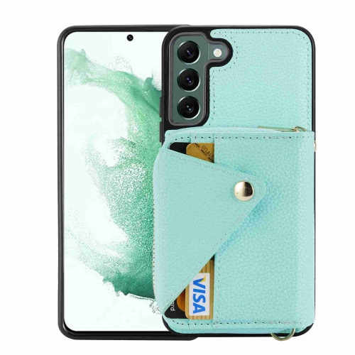 

For Samsung Galaxy S22 5G Crossbody Zipper Card Bag RFID Anti-theft Phone Case(Mint Green)