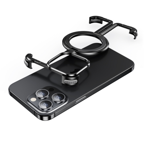 

For iPhone 12 Pro Max MagSafe Magnetic Frameless Holder Phone Case(Black)