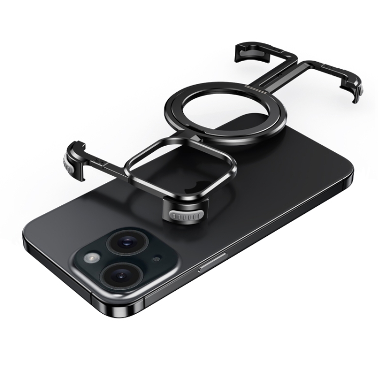 

For iPhone 15 Plus MagSafe Magnetic Frameless Holder Phone Case(Black)