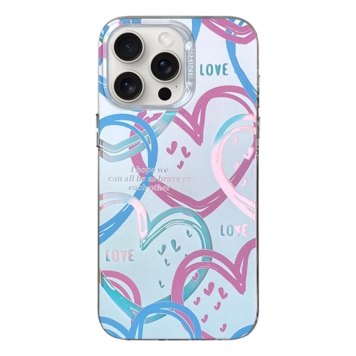 

For iPhone 15 Pro Max Colorful Pattern TPU + PC Phone Case(Heart)