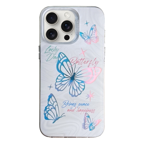 

For iPhone 15 Pro Colorful Pattern TPU + PC Phone Case(White Butterflies)