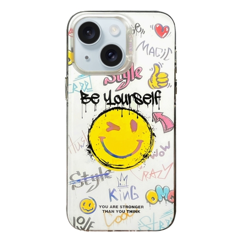 

For iPhone 15 Colorful Pattern TPU + PC Phone Case(Smile)