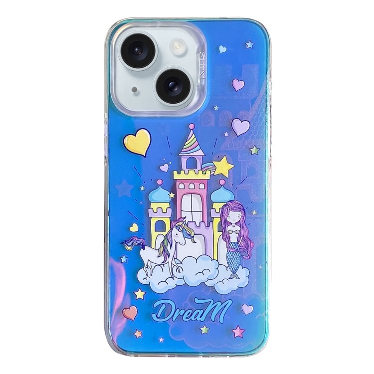 

For iPhone 15 Colorful Pattern TPU + PC Phone Case(Rainbow Castle)