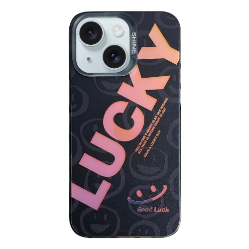 

For iPhone 15 Colorful Pattern TPU + PC Phone Case(LUCKY)