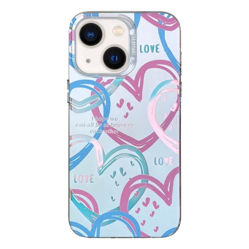 

For iPhone 14 Colorful Pattern TPU + PC Phone Case(Heart)