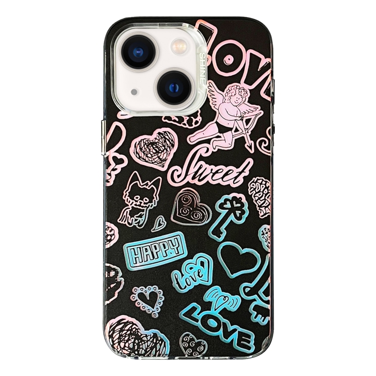 

For iPhone 14 Colorful Pattern TPU + PC Phone Case(Graffiti Angel)