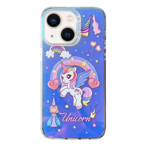 

For iPhone 14 Colorful Pattern TPU + PC Phone Case(Rainbow Unicorn)
