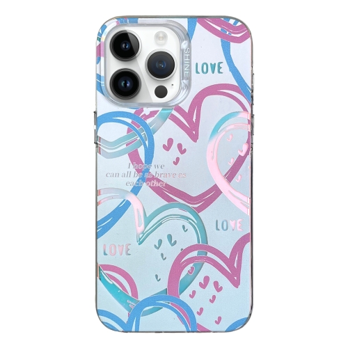 

For iPhone 14 Pro Colorful Pattern TPU + PC Phone Case(Heart)