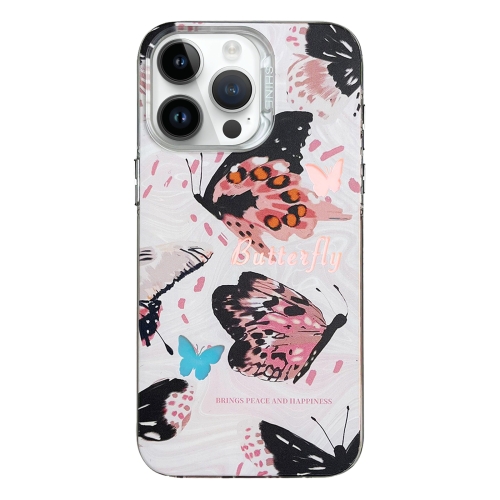 

For iPhone 14 Pro Colorful Pattern TPU + PC Phone Case(Pink Butterflies)