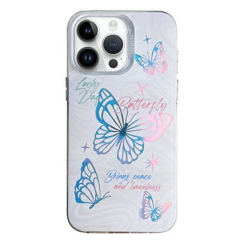 

For iPhone 13 Pro Max Colorful Pattern TPU + PC Phone Case(White Butterflies)