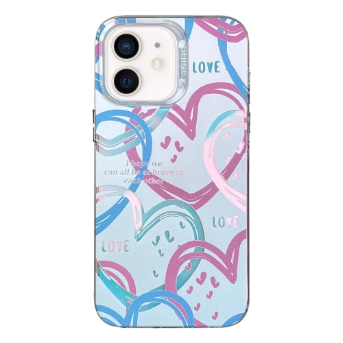 

For iPhone 12 Colorful Pattern TPU + PC Phone Case(Heart)