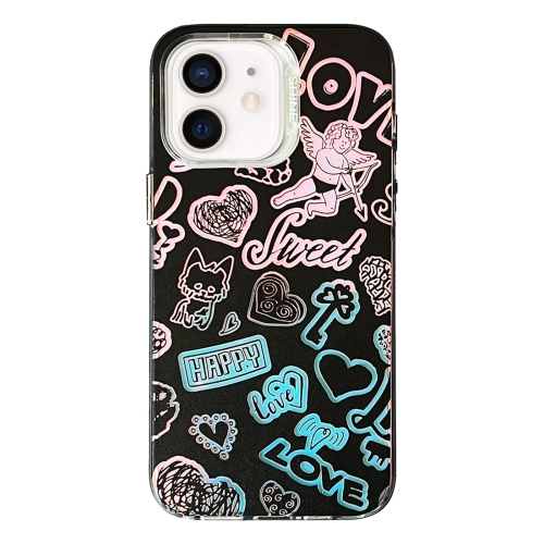 

For iPhone 12 Colorful Pattern TPU + PC Phone Case(Graffiti Angel)