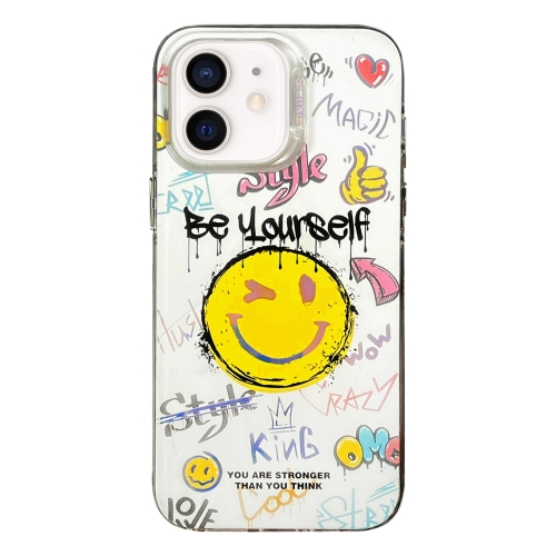

For iPhone 12 Colorful Pattern TPU + PC Phone Case(Smile)