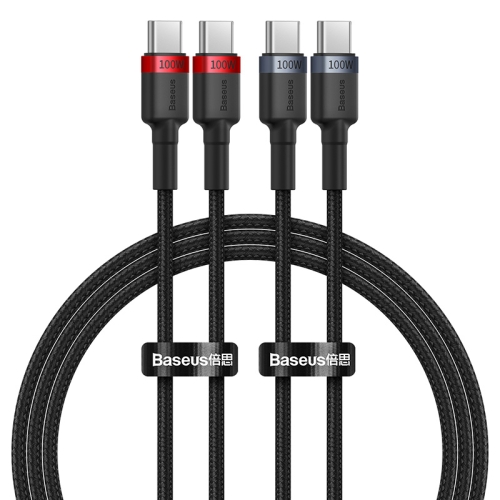 

Baseus Cafule Series 2pcs / Set Type-C to Type-C 100W Fast Charging Data Cable, Length:1m(Red Black + Grey Black)