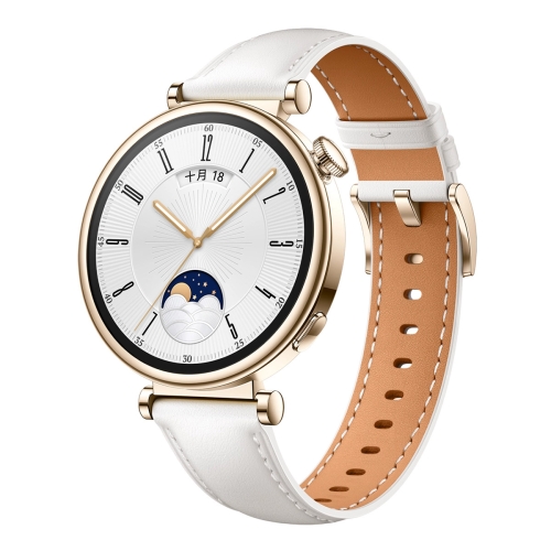 For Huawei Watch  GT 4 18mm Genuine Leather Watch Band(White)