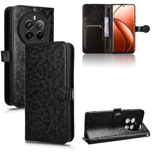 

For Realme 12 Pro / 12 Pro+ Honeycomb Dot Texture Leather Phone Case(Black)
