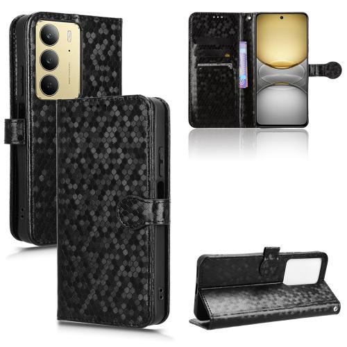 For Realme C75 4G Honeycomb Dot Texture Leather Phone Case(Black)