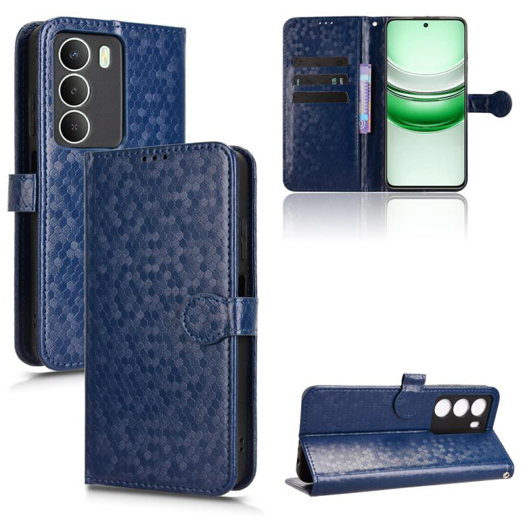 

For Realme 14x 5G Malaysia / V70 Honeycomb Dot Texture Leather Phone Case(Blue)