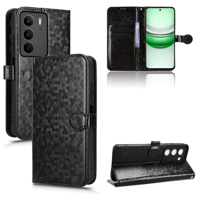 

For Realme C71 4G Honeycomb Dot Texture Leather Phone Case(Black)