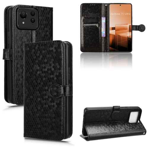 

For Asus Zenfone 11 Ultra Honeycomb Dot Texture Leather Phone Case(Black)
