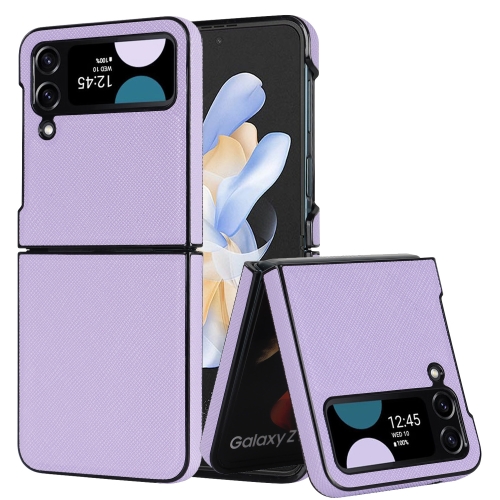 For Samsung Galaxy Z Flip4 5G Cross Pattern Foldable Phone Case(Purple)