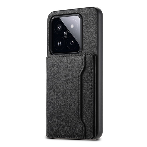 For Xiaomi 14 Pro Calf Texture Card Bag Design Full Coverage Phone Case(Black) brand new 6cm 60 51 12mm hole pitch 54mm magnetic bearing 12v large air volume high rotation graphics card cooling fan