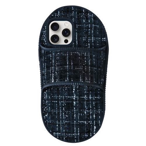 For iPhone 15 Pro Max Creative Flannel Slipper Design TPU Phone Case(Black)