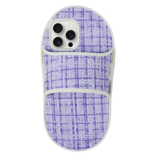 For iPhone 15 Pro Creative Flannel Slipper Design TPU Phone Case(Purple) mini led makeup mirror portable fold disassemble and assemble the desktop hand held travel mirror touch dimming
