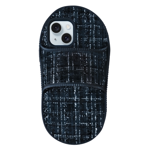 

For iPhone 15 Creative Flannel Slipper Design TPU Phone Case(Black)
