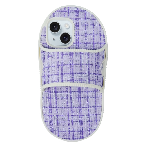 For iPhone 15 Creative Flannel Slipper Design TPU Phone Case(Purple) for iphone 15 pro max creative flannel slipper design tpu phone case black