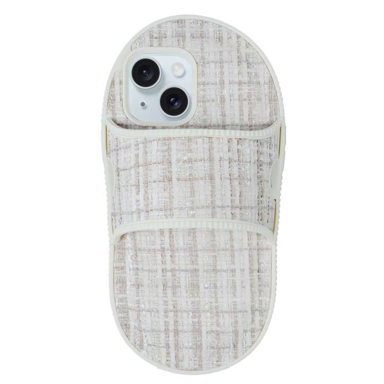 

For iPhone 15 Creative Flannel Slipper Design TPU Phone Case(Grey)