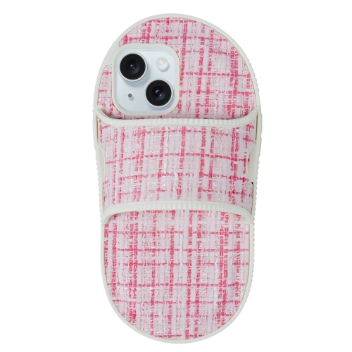

For iPhone 15 Creative Flannel Slipper Design TPU Phone Case(Light Red)