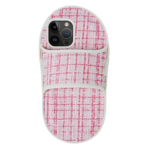 For iPhone 14 Pro Max Creative Flannel Slipper Design TPU Phone Case(Light Red) used for kymco krv 180 motorcycle accessories seat bucket protection pad block design easy pasted storage protection pad