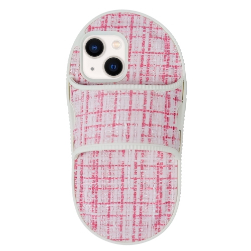 

For iPhone 14 Creative Flannel Slipper Design TPU Phone Case(Light Red)