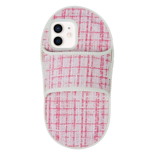 For iPhone 12 Creative Flannel Slipper Design TPU Phone Case(Light Red) slim vr glasses light weight vr education immersive learning virtual reality glasses
