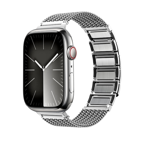 For Apple Watch SE 2023 44mm Magnetic Clasp Braided Chain Stainless Steel Watch Band(Silver)